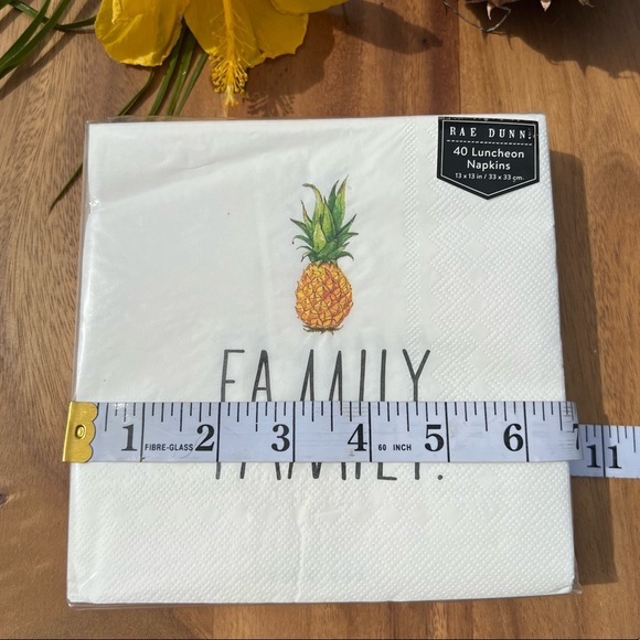 Rae Dunn NEW Luncheon Napkins 40 Pack FAMILY Pineapple Ivory Yellow Black - Picture 12 of 16